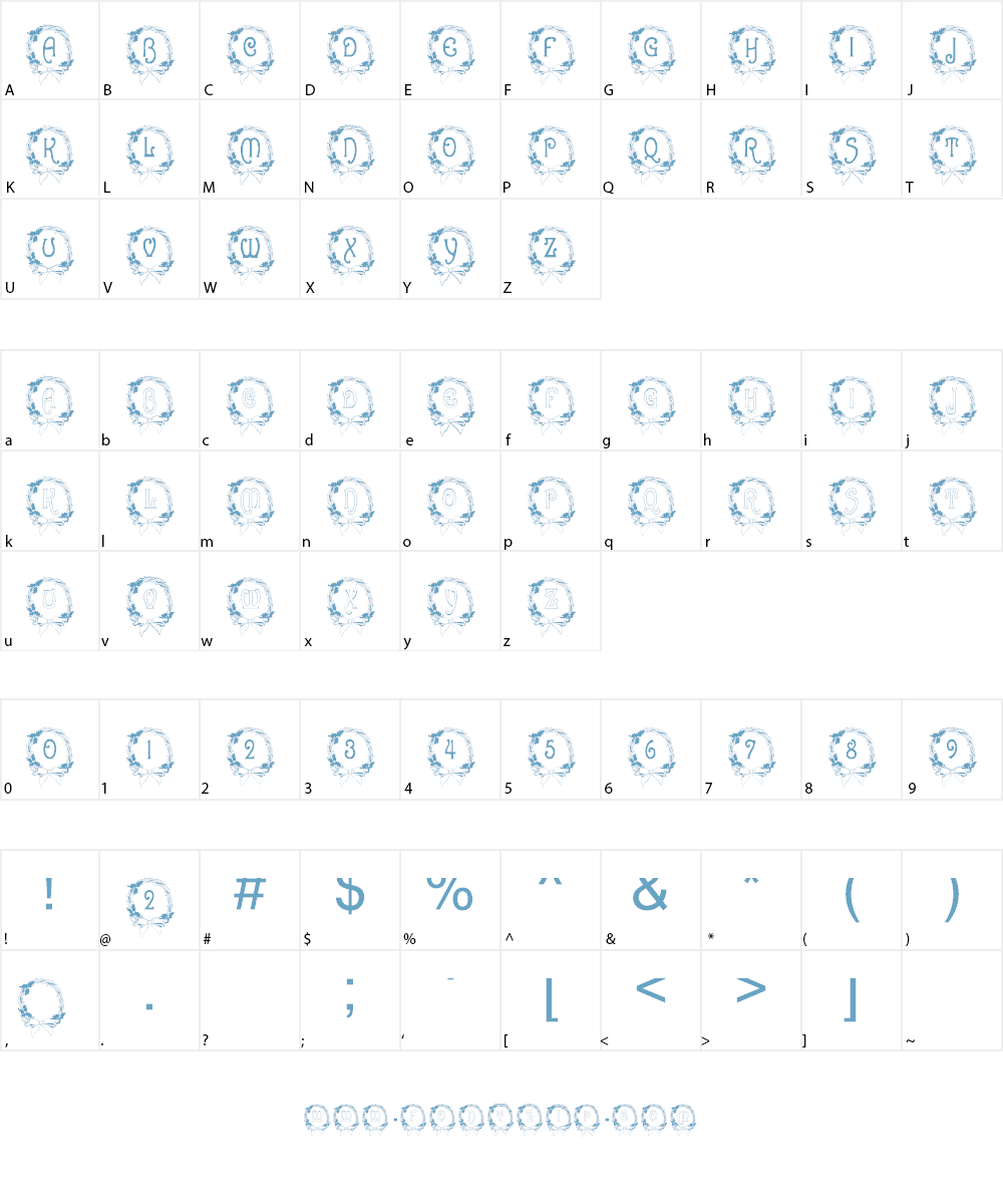 BJF Christmas Wreath Font Character